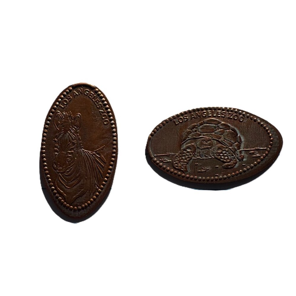 Oregon Zoo Zebra & Turtle Elongated Pressed Penny Coin Portland Oregon Souvenier